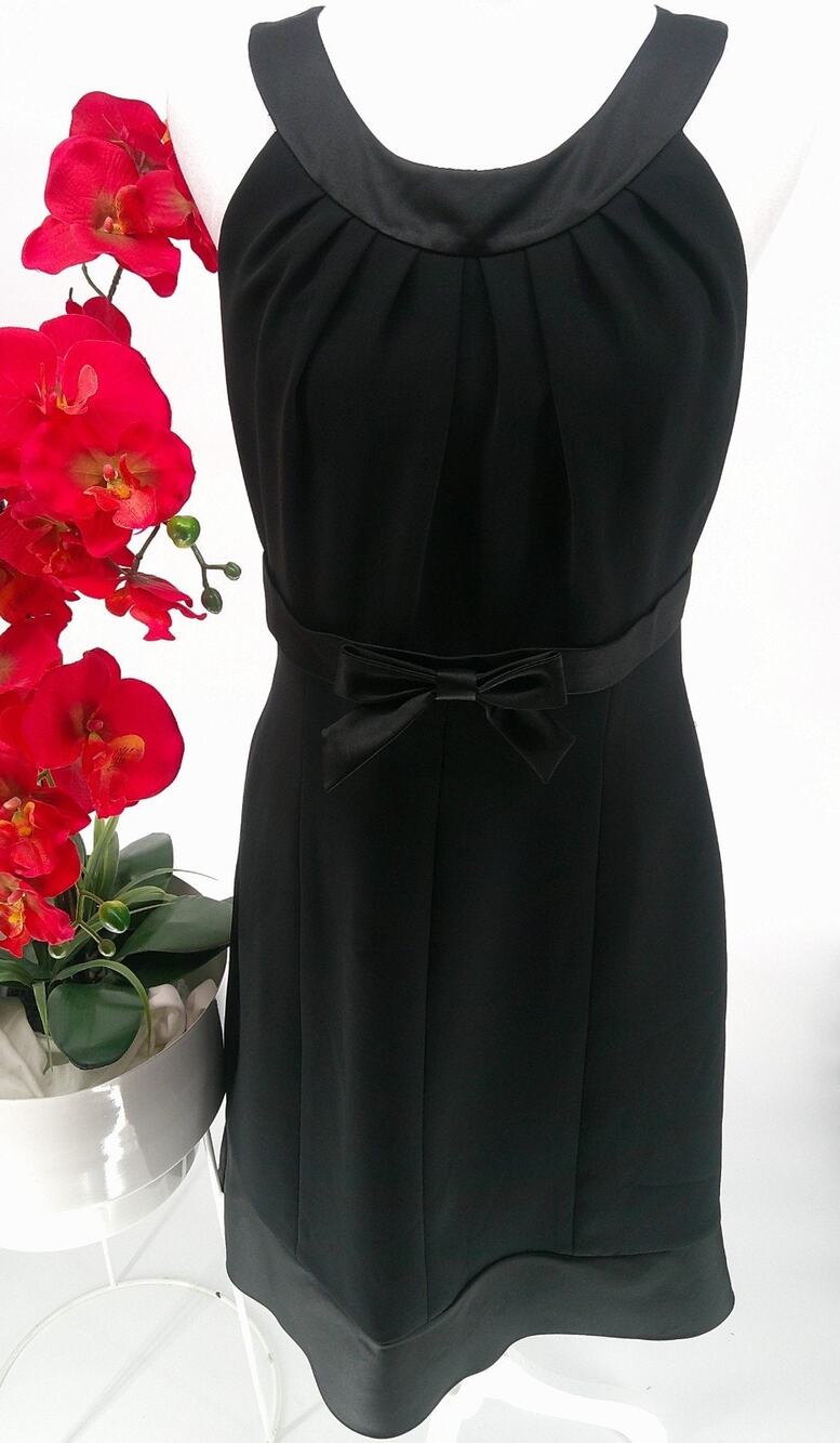 Tahari Womens Black Stylish Party Cocktail Bow Belted Sleeveless Dress Size 6